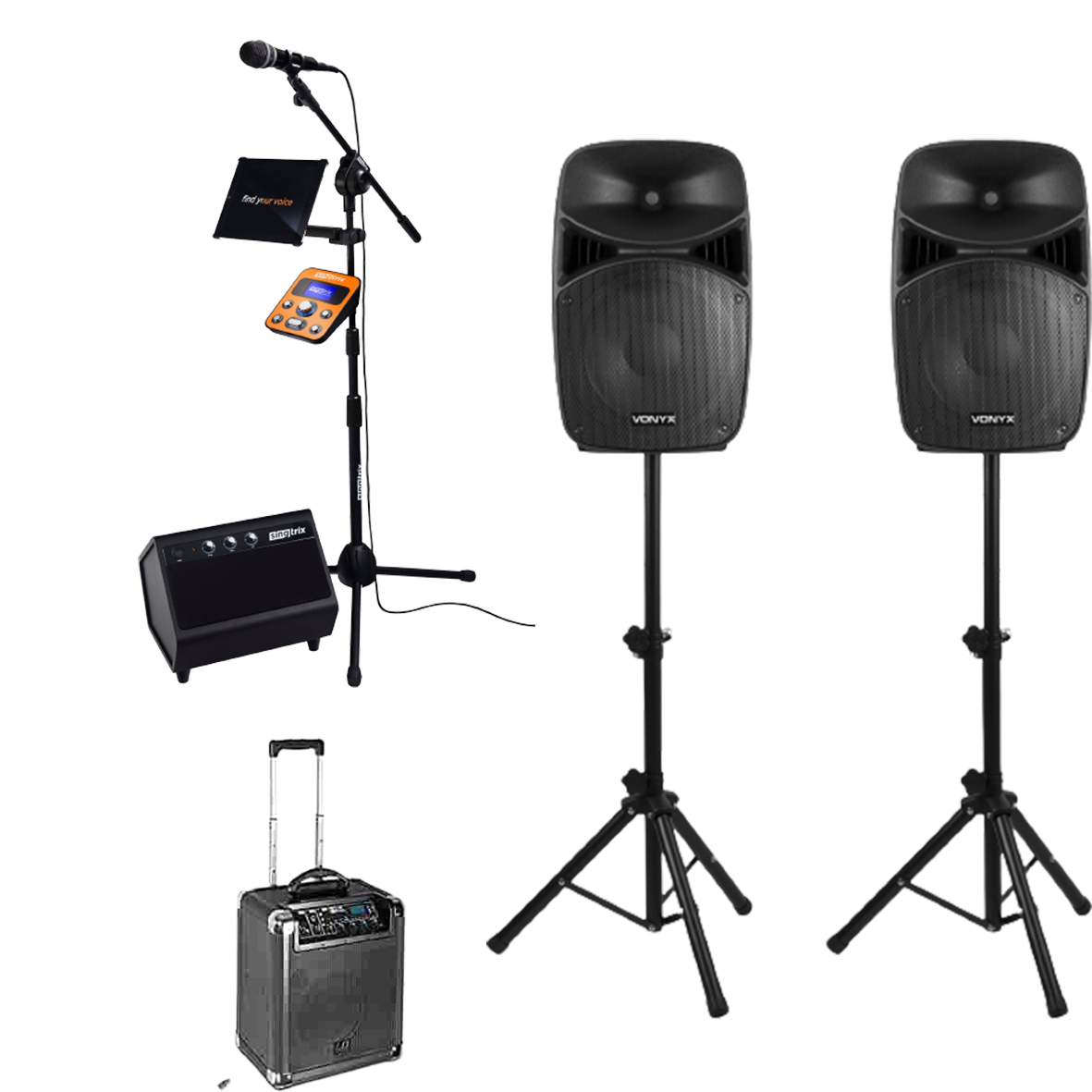 Skapa feststämning direkt med karaoke! Perfekt för middagar, företagsevent och födelsedagsfester där gästerna vill bjuda på sig själva. Enkelt att använda och levereras med många populära låtar. Låt deltagarna turas om vid mikrofonen och njut av en kväll fylld med skratt, musik och oförglömliga ögonblick.